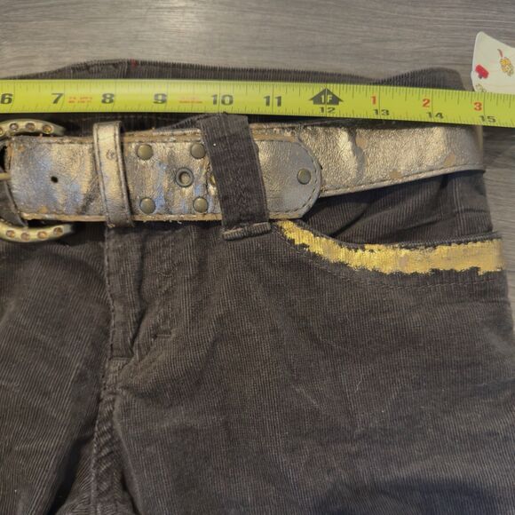 NWT UNION BAY Y2k Women's Size 5 Brown Corduroy Bootcut Pants Low Rise Gold Foil - Picture 5 of 13